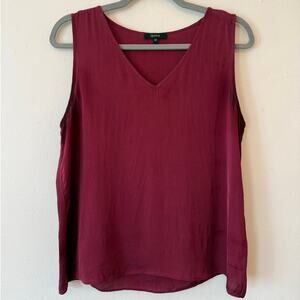 Quince washable stretch silk tank top burgundy wine M